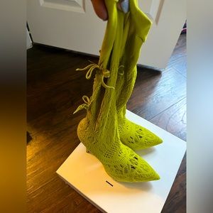 Lime green boots New Casadei
